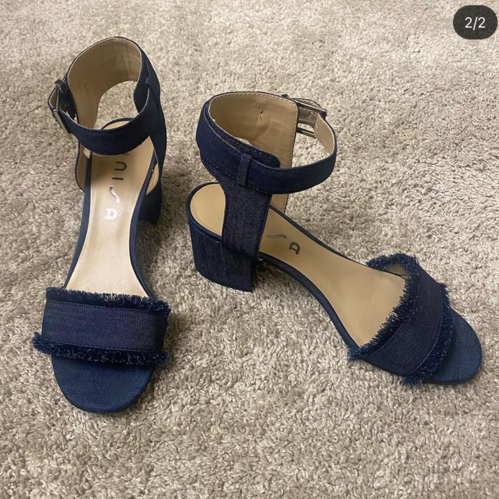 Denim 1” Block Heels
